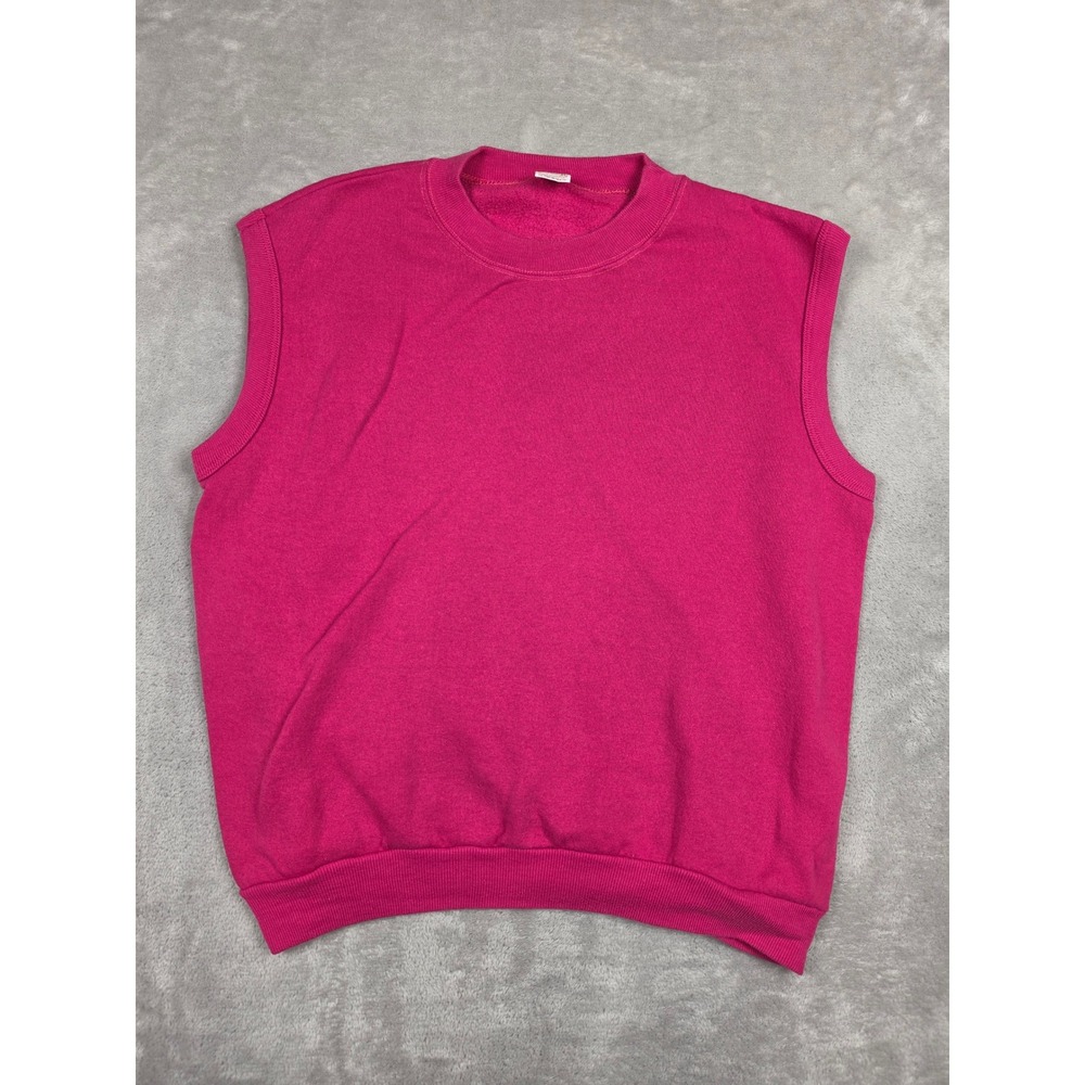 Vintage Sportswear Sleeveless Sweatshirt Women M Pink Made in USA 80s 90s